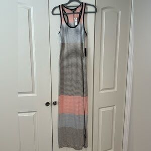 Express Striped Maxi Dress - Black, Pink, Gray